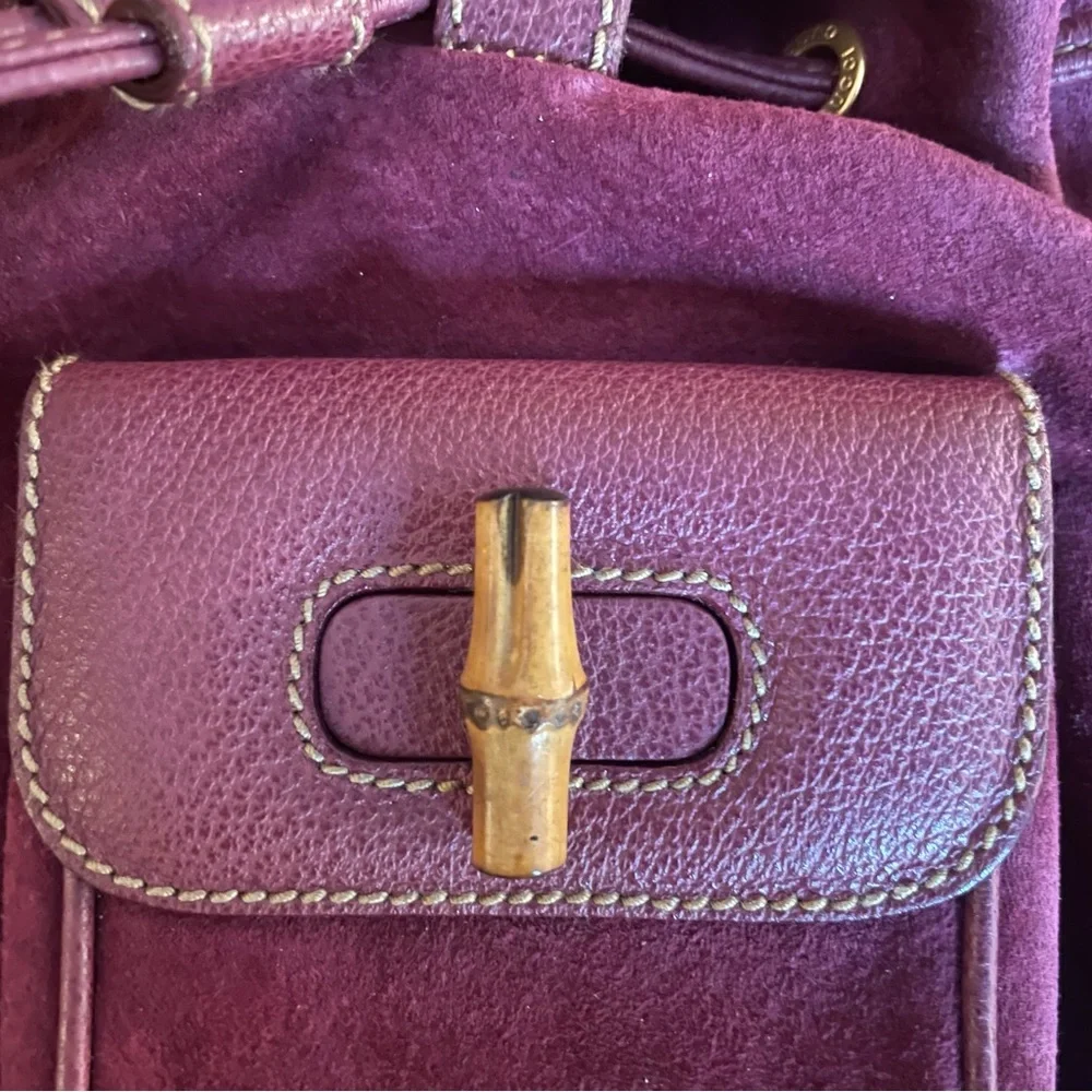 Rare Gucci purple Tom Ford era bamboo backpack. EUC with no noted flaws! - Picture 12 of 14